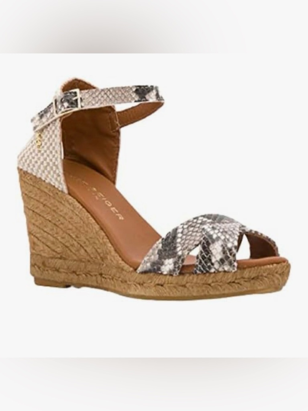 Kurt Geiger Snake-Print Espadrille Wedge Sandals - Silver/Brown